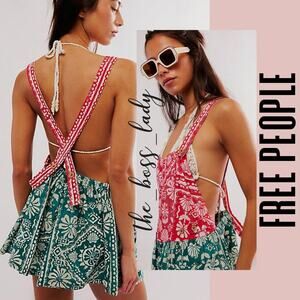 Free People Red and Green Jumpsuit